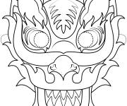 Coloriage Un masque d'un dragon chinois imprimable