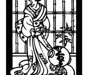 Coloriage V&ecirc;tement chinois pour femmes chinoises