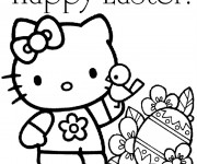 Coloriage Hello kitty Pâques