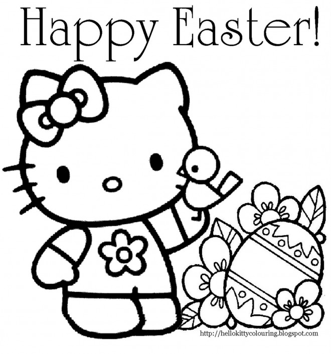 Coloriage Hello Kitty Pâques Dessin Gratuit à Imprimer