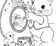 Coloriage Lapin de Pâques dessine un beau tableau