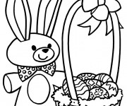 Coloriage Lapin de Pâques en couleur