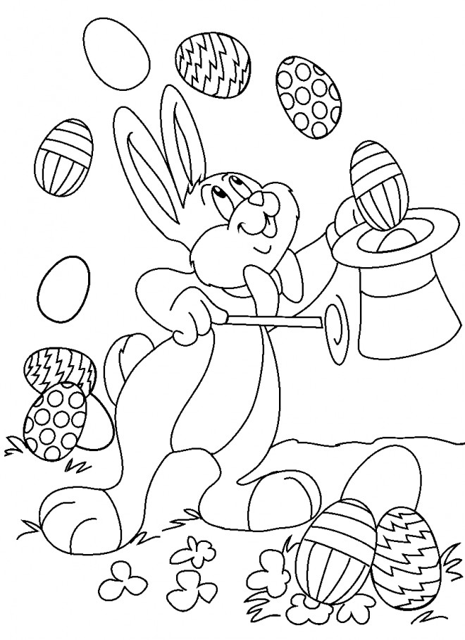 Coloriage Lapin de Pâques facile dessin gratuit à imprimer