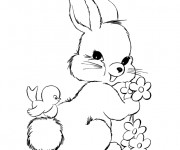 Coloriage Lapin de Pâques mignon