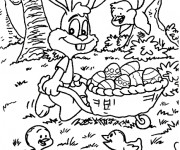 Coloriage Lapin de Pâques qui fait rire