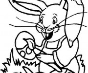 Coloriage Lapin drôle décore Les Oeufs