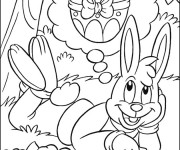 Coloriage Lapin imagine un oeuf de Pâques