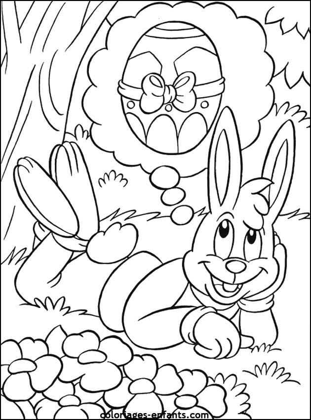 Coloriage et dessins gratuits Lapin imagine un oeuf de Pâques à imprimer
