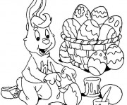 Coloriage Lapin peint L'oeuf de Pâques