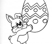 Coloriage Lapin Portant Oeuf de Pâques