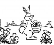 Coloriage Le Lapin apporte les cadeaux de Pâques