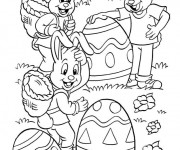 Coloriage Les Lapins collectent les Oeufs de Pâques