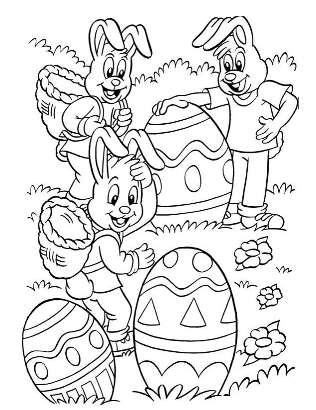 Coloriage et dessins gratuits Les Lapins collectent les Oeufs de Pâques à imprimer