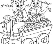 Coloriage Les Lapins délivrent les Oeufs de Pâques