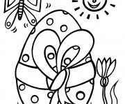 Coloriage Oeuf de Pâques avec le Papillon