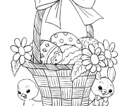 Coloriage Panier d'oeufs bien décorés