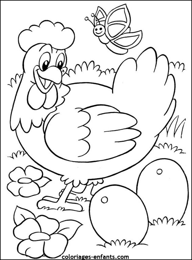 Coloriage et dessins gratuits Poulet protège ses Oeufs à imprimer