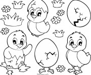 Coloriage Poussins de Pâques pour téléchargement