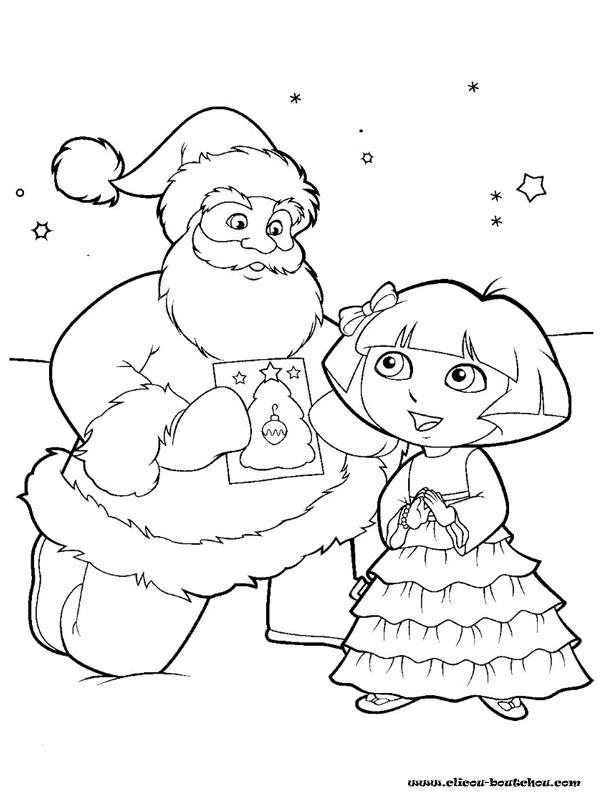 Coloriage et dessins gratuits Dora de Noël à imprimer