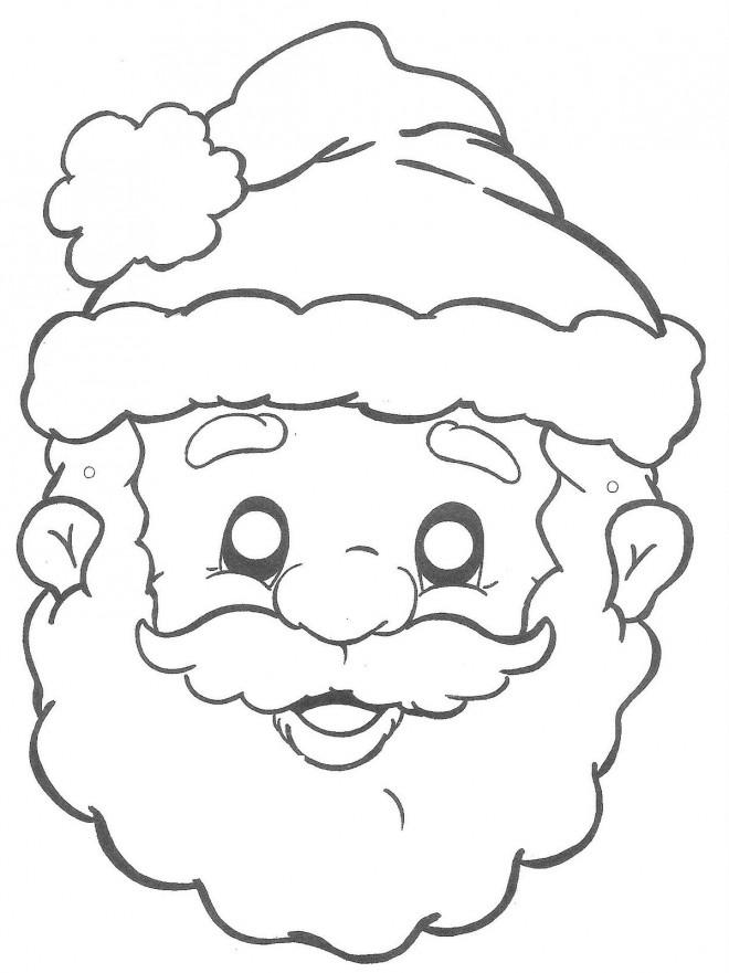 Coloriage Le Visage de Père Noël dessin gratuit à imprimer