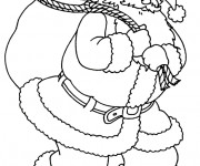 Coloriage P&egrave;re No&euml;l arrive avec ses cadeaux