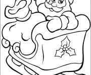 Coloriage P&egrave;re No&euml;l avec tra&icirc;neau
