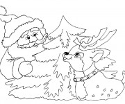 Coloriage P&egrave;re No&euml;l et La Renne en ligne