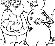 Coloriage P&egrave;re No&euml;l et le bonhomme de neige