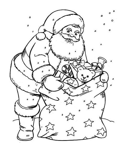 Coloriage Père Noël Et Ses Jouets Dessin Gratuit à Imprimer