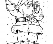 Coloriage Père Noël porte Canne de Bonbon