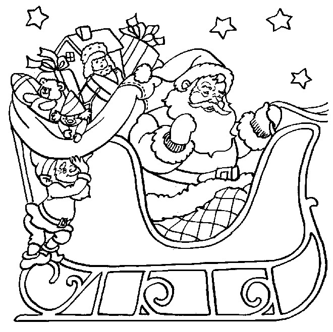 Coloriage Père Noel Sur Son Traîneau