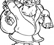Coloriage Portrait de P&egrave;re No&euml;l portant son  sac