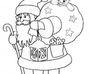 Coloriage Sac de cadeaux sur le dos de Père Noël