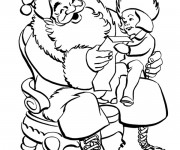 Coloriage Une Fille donne une lettre au Père Noël