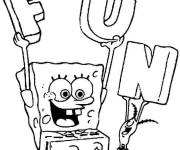 Coloriage Bob l'&eacute;ponge pour le poisson d'Avril