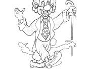 Coloriage Clown avec canne pour la f&ecirc;te du poisson d'Avril