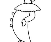 Coloriage Clown avec une casquette c&eacute;l&egrave;bre le Poisson d'Avril