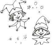 Coloriage Deux bouffons pour Poisson d'Avril