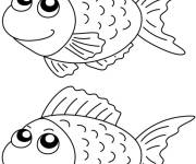 Coloriage Deux poissons d'Avril