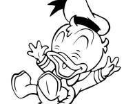 Coloriage Donald Duck c&eacute;l&egrave;bre le Poisson d'Avril