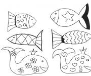 Coloriage Illustrations des poissons d'Avril rouge blague
