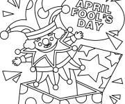 Coloriage La boite du clown du poisson d'Avril