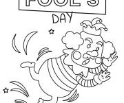 Coloriage Le 1er Avril, on f&ecirc;te le poisson d'Avril avec un clown