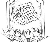 Coloriage Le 1er Avril sur calendrier blague