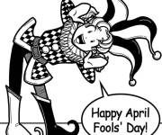 Coloriage Le clown vous souhaite un joyeux poisson d'Avril