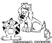 Coloriage Les animaux f&ecirc;tent le poisson d'Avril