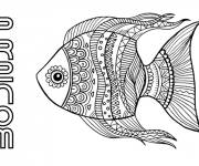 Coloriage Mandala poisson d'Avril &agrave; motifs