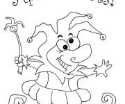 Coloriage Poisson d'Avril avec le clown dr&ocirc;le