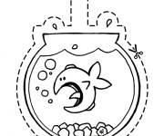 Coloriage Poisson d'Avril dans un aquarium