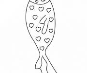 Coloriage Poisson d'Avril en c&oelig;ur